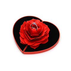 3D Love Box Heart-shaped Rose Flower Rotating Ring Box Valentines Day Gift - Fashionner