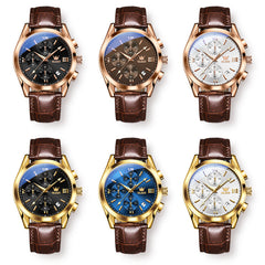 Fashion Sports Three Eyes Six Pins Waterproof Calendar Men's Watch