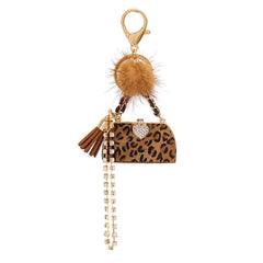 Personalized Leopard Print Handbag Key Ring Pendants