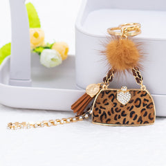 Personalized Leopard Print Handbag Key Ring Pendants