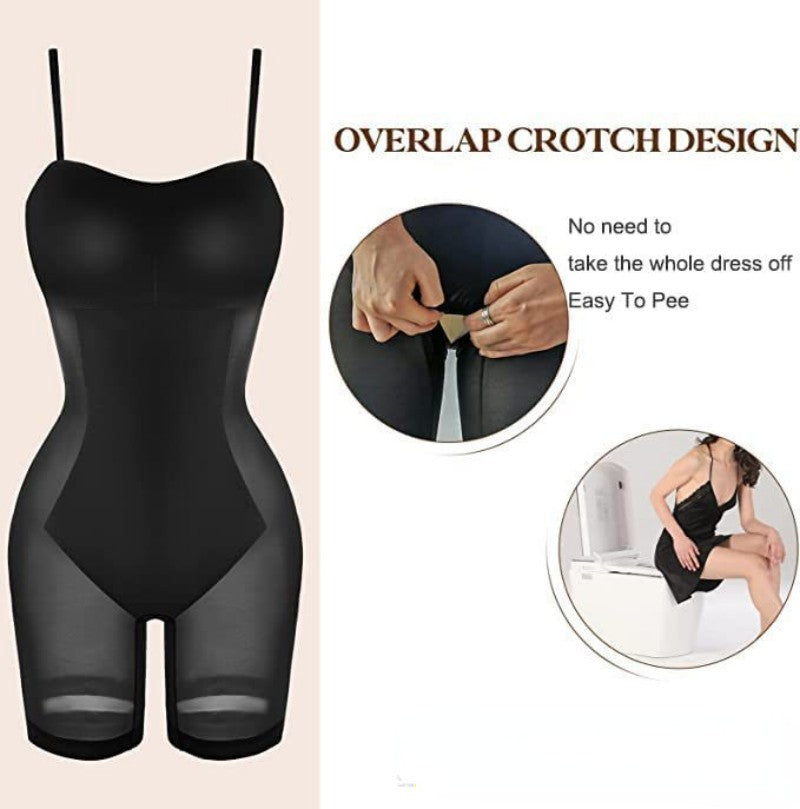 Women's Shapewear Dress Jumpsuit Tummy Tuck Lift Corset Open Crotch Suspender Tight Long Skirt Chest Pad Bodysuit Dress - Fashionner