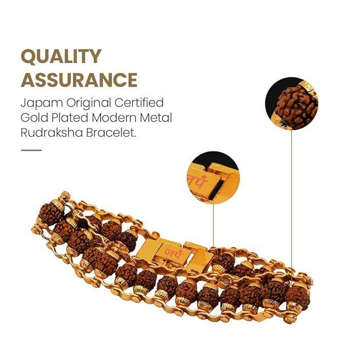 Genuine Paanch Mukhi Modern Rudraksha Bracelet With Gold Plating.