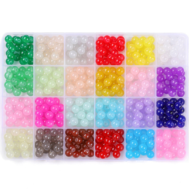 Glass Jelly Double Crystal Round Beads Material Package Handmade Diy Bracelet Accessories Set Box String Beads Materials