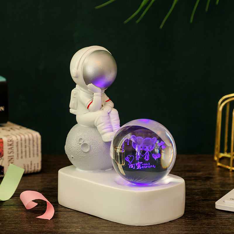 Creative Resin Astronaut Crystal Ball Glowing Night Light