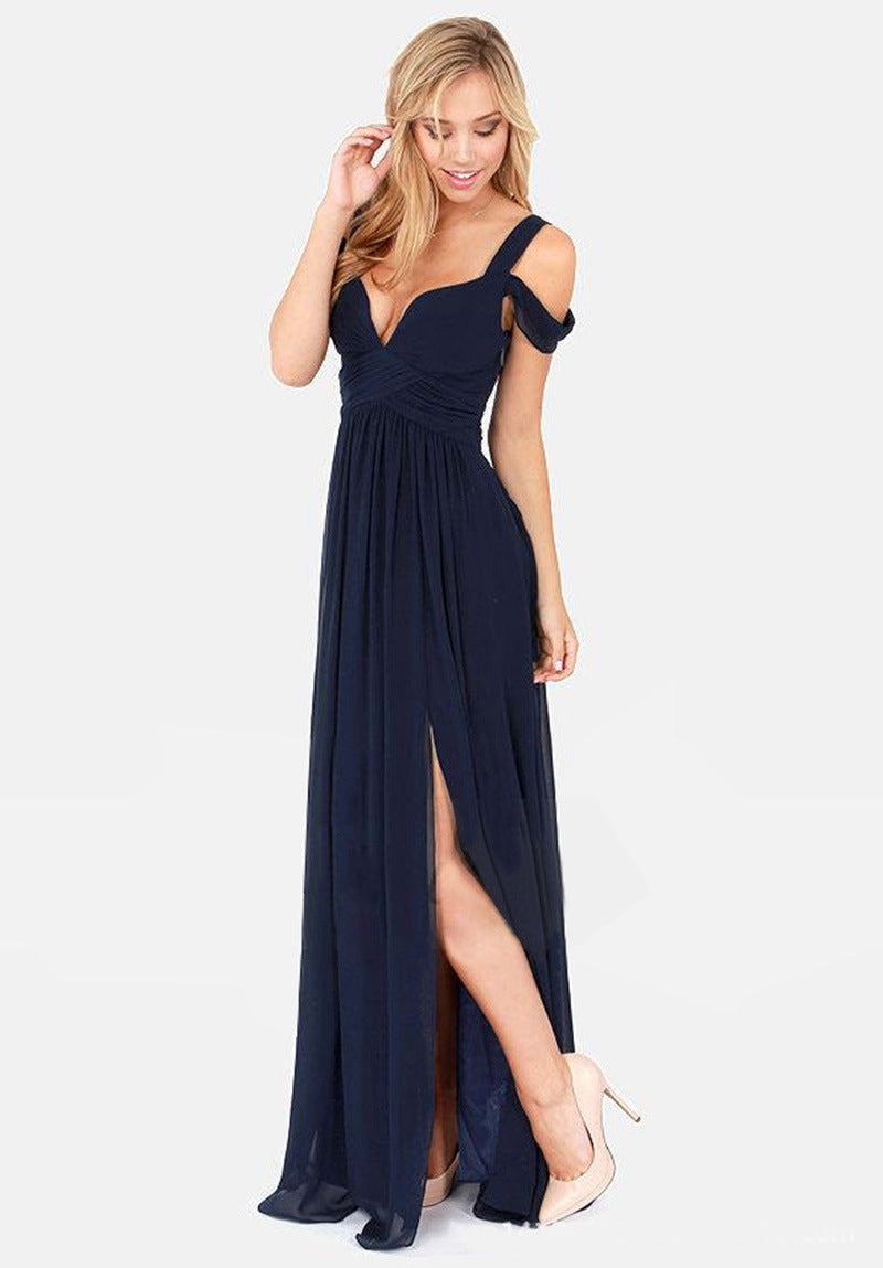 Long Floor Length Elegant Greek Style Pleated Dress - Fashionner