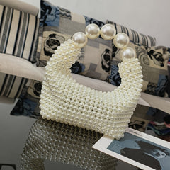 Handwoven dinner bag, beaded bag, large pearl bag, internet celebrity new summer handbag