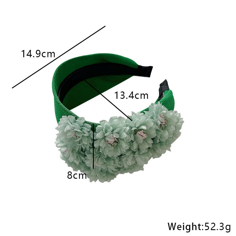 Flower series fashionable and exaggerated wide edge handmade fabric headband - Fashionner