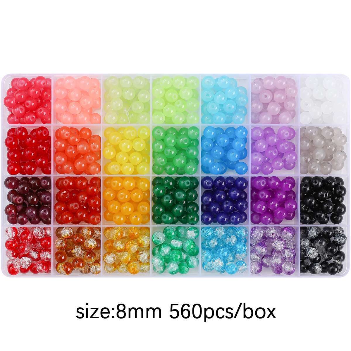 Glass Jelly Double Crystal Round Beads Material Package Handmade Diy Bracelet Accessories Set Box String Beads Materials