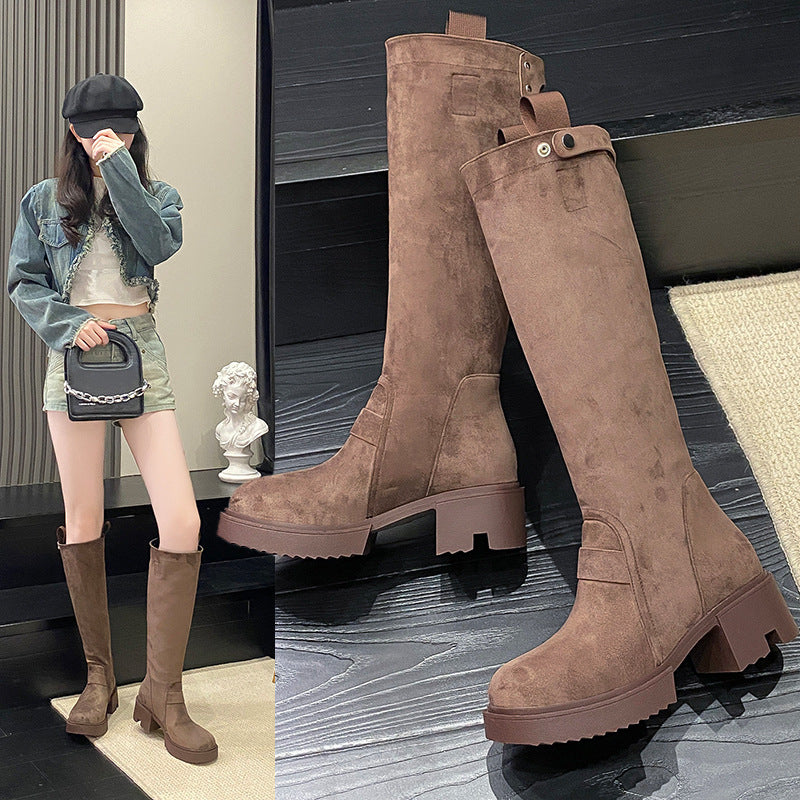 Chunky Heel Platform Long Boots Summer Boots For Women - Fashionner