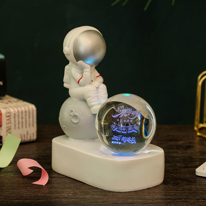 Creative Resin Astronaut Crystal Ball Glowing Night Light