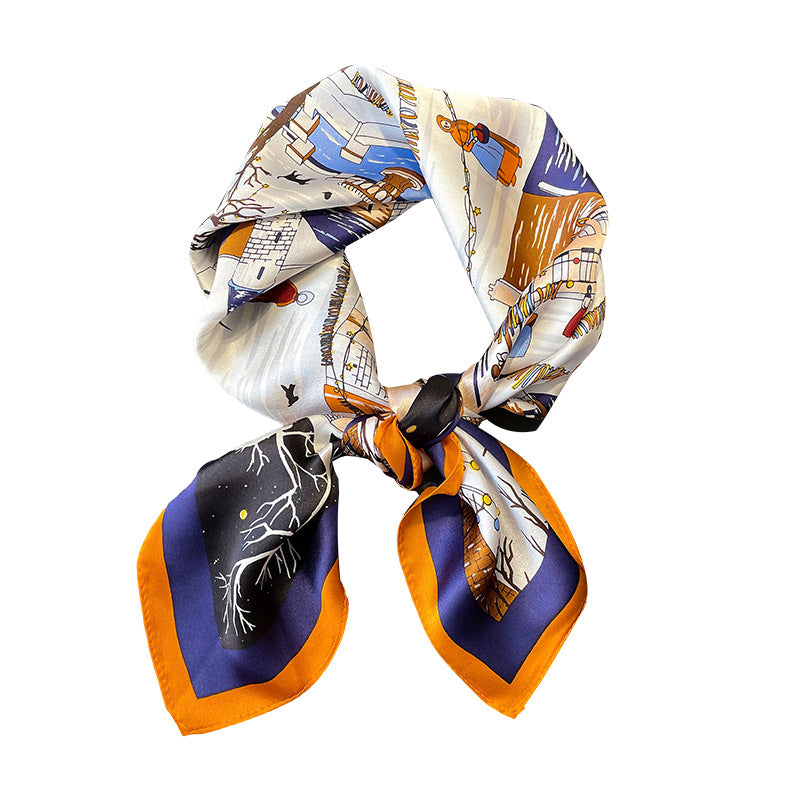 Moscow Night Print Pattern New Autumn And Winter Mulberry Silk Scarf For Women - Fashionner