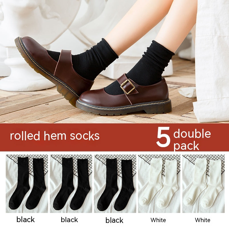 Non Pure Cotton High Tube Loafers And Socks - Fashionner