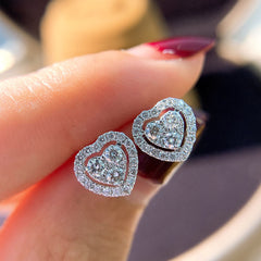 Rhinestone Love Stud Earrings For Women Temperament Fashion Heart-shape Earrings - Fashionner