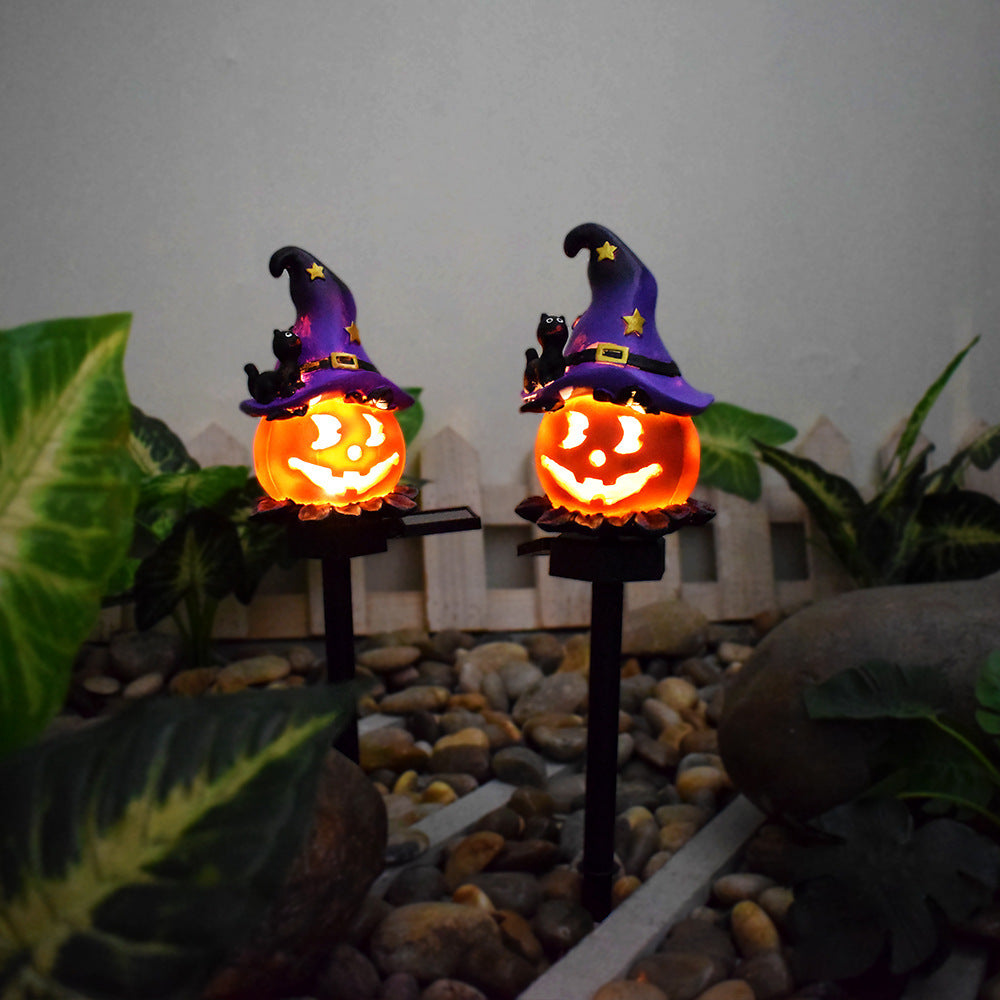 Creative Solar Outdoor Garden Halloween Pumpkin Lantern Resin Handicrafts Garden Festival Atmosphere Decorative Insert Light