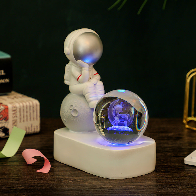 Creative Resin Astronaut Crystal Ball Glowing Night Light