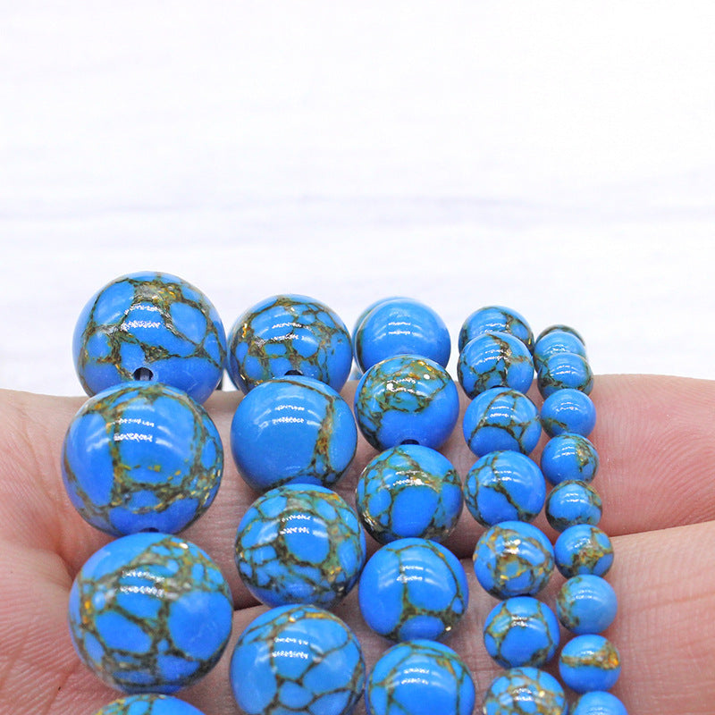 Gold Silk Dark Blue Turquoise Diy String Beads