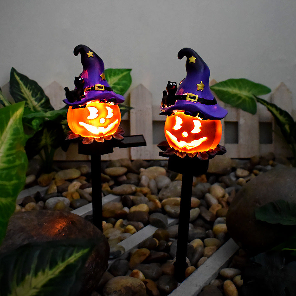 Creative Solar Outdoor Garden Halloween Pumpkin Lantern Resin Handicrafts Garden Festival Atmosphere Decorative Insert Light