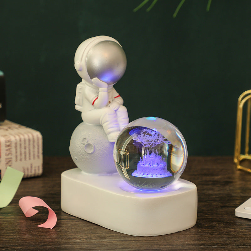 Creative Resin Astronaut Crystal Ball Glowing Night Light