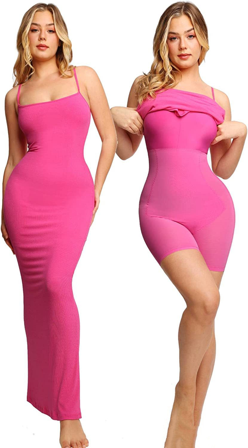 Women's Shapewear Dress Jumpsuit Tummy Tuck Lift Corset Open Crotch Suspender Tight Long Skirt Chest Pad Bodysuit Dress - Fashionner