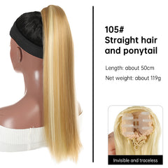 Grab clip ponytail wig female straight hair ponytail mini small grab clip ponytail long straight hair chemical fiber wig high ponytail - Fashionner