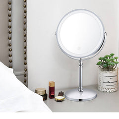 Dual sided 8" USB Wireless 1X&10X Rechargeable Vanity makeup mirror with lights