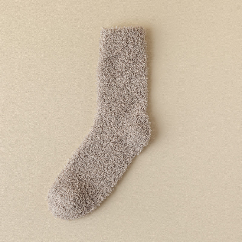 Coral Fleece Long Winter Fleece-lined Thickened Room Socks - Fashionner