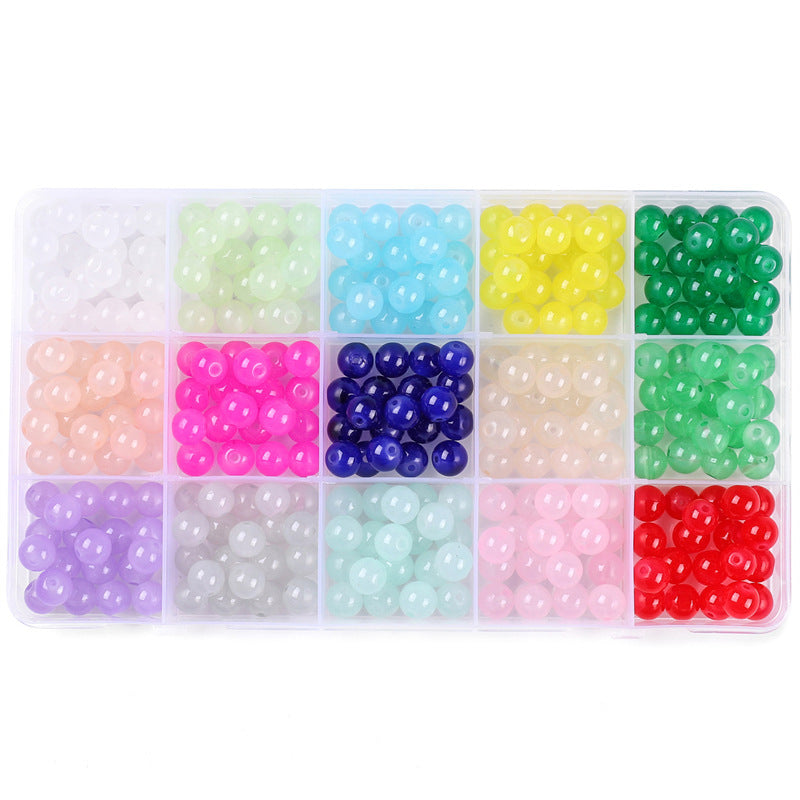 Glass Jelly Double Crystal Round Beads Material Package Handmade Diy Bracelet Accessories Set Box String Beads Materials