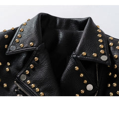 New Jacket Leather Fashion Personality Women's Print Rivet Jacket Short - Fashionner