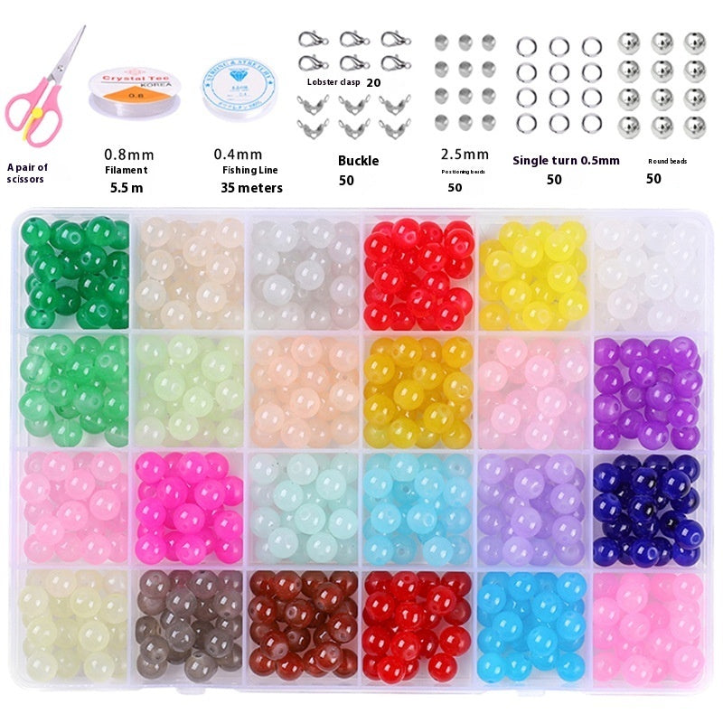 Glass Jelly Double Crystal Round Beads Material Package Handmade Diy Bracelet Accessories Set Box String Beads Materials