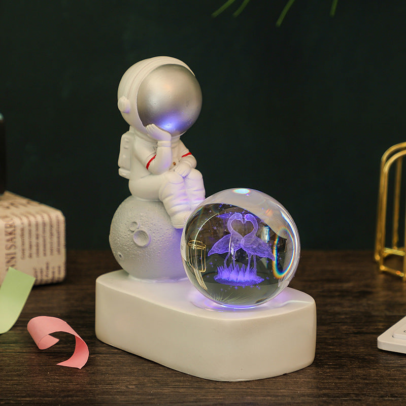 Creative Resin Astronaut Crystal Ball Glowing Night Light