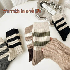 Striped All-matching Thick Warm Middle-long Stockings