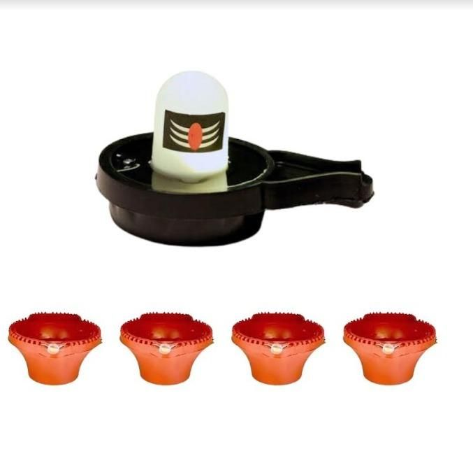 Water Sensor Shivling + 4 Diya (L16)