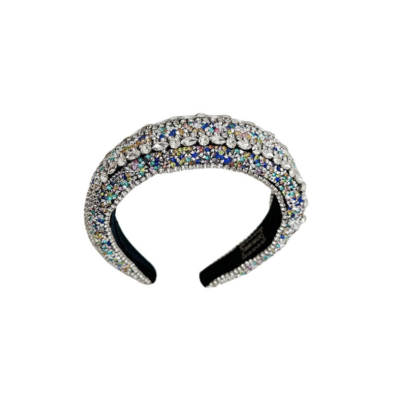 Full Diamond Sponge Premium Baroque Headband Wide Edge Water Diamond Headband Female