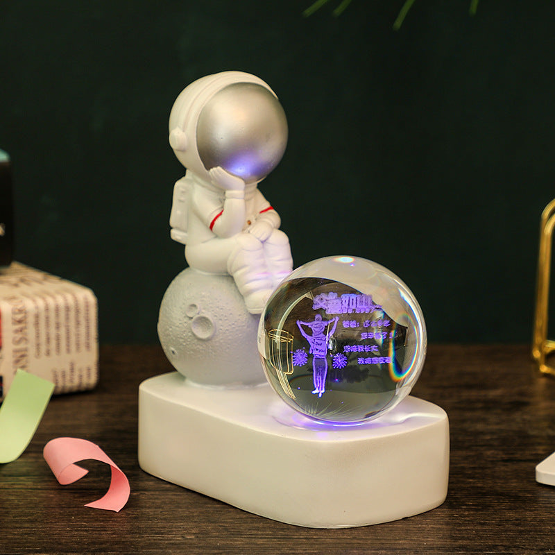 Creative Resin Astronaut Crystal Ball Glowing Night Light