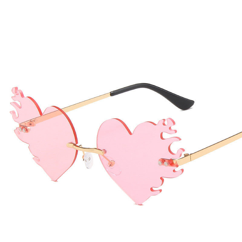 New Metal Frameless Love Flame Sunglasses