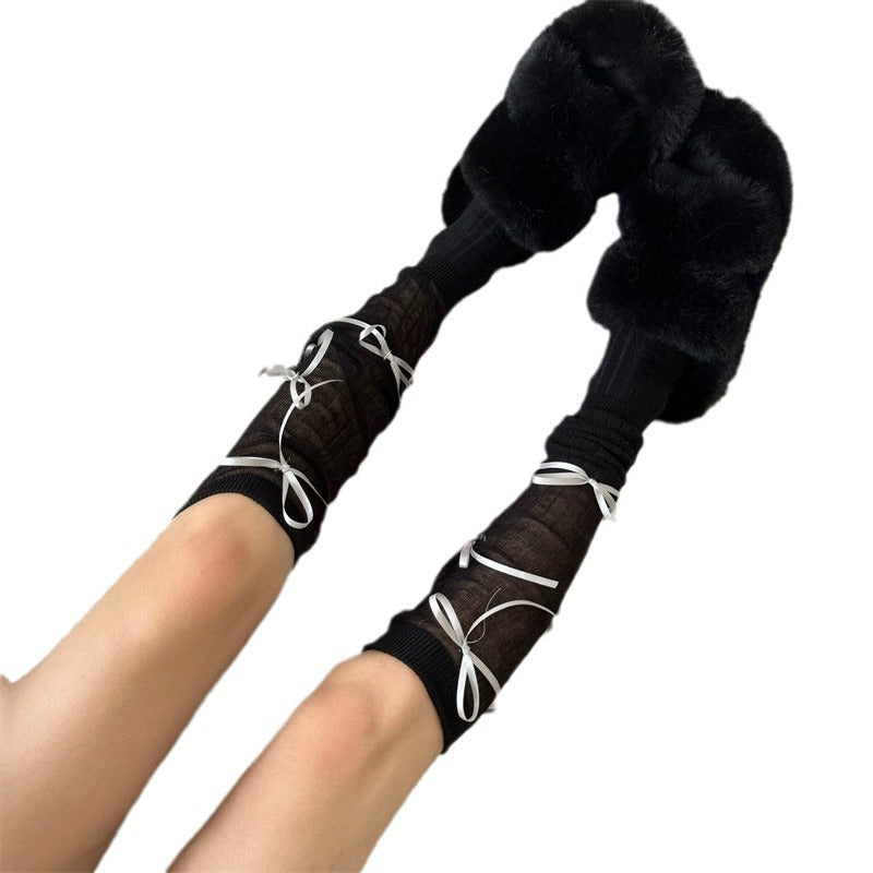 Ballet Style Bow Bandage Stockings Sweet Cool Girl Bunching Socks - Fashionner