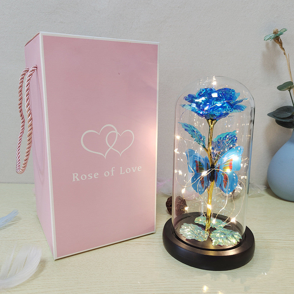 Valentine's Day Gift Eternal Rose LED Light Foil Flower In Glass Cover Mothers Day Wedding Favors Bridesmaid Gift - Fashionner