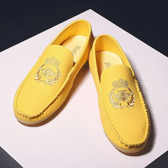 Summer  Lok Fu Shoes Men 's Casual Shoes Yellow Wearable Soft Bottom Driving Leather Shoes Men 's Formal Dress Shoes - Fashionner