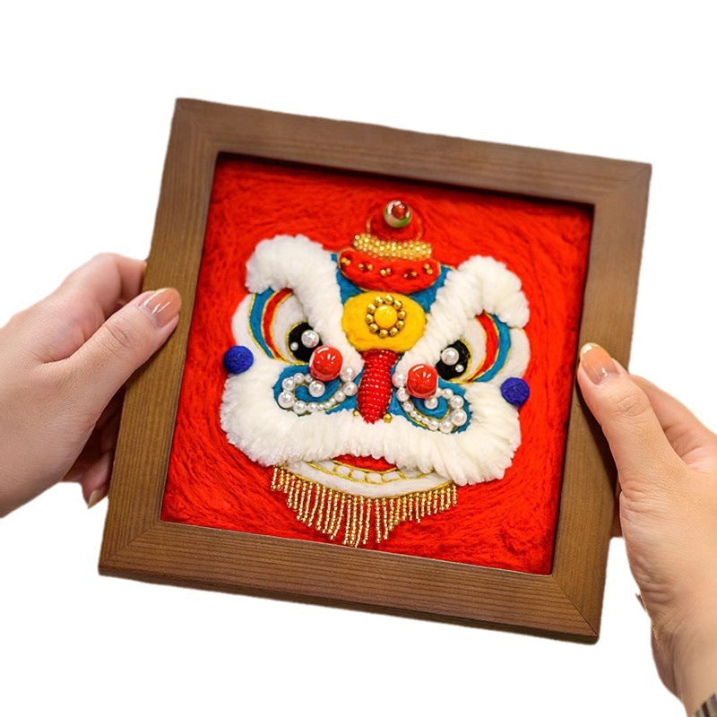 Wool Felt Poke Diy Material Package Lion Embroidery