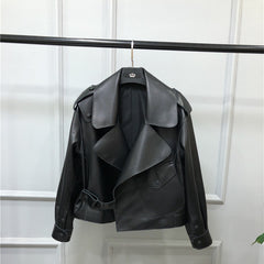 Women's Short Loose Small Leather Jacket