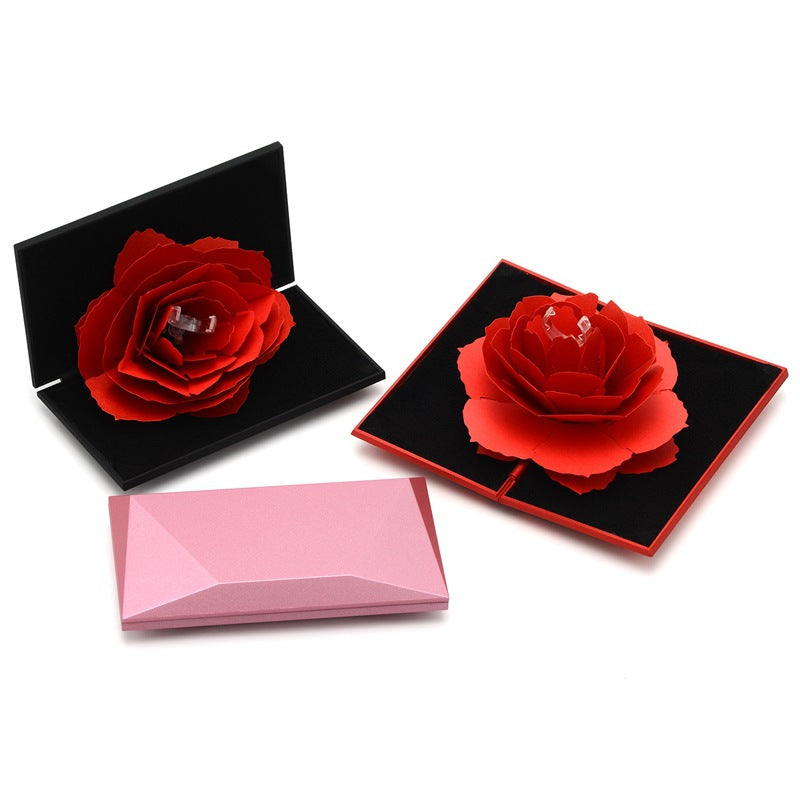 3D Love Box Heart-shaped Rose Flower Rotating Ring Box Valentines Day Gift - Fashionner