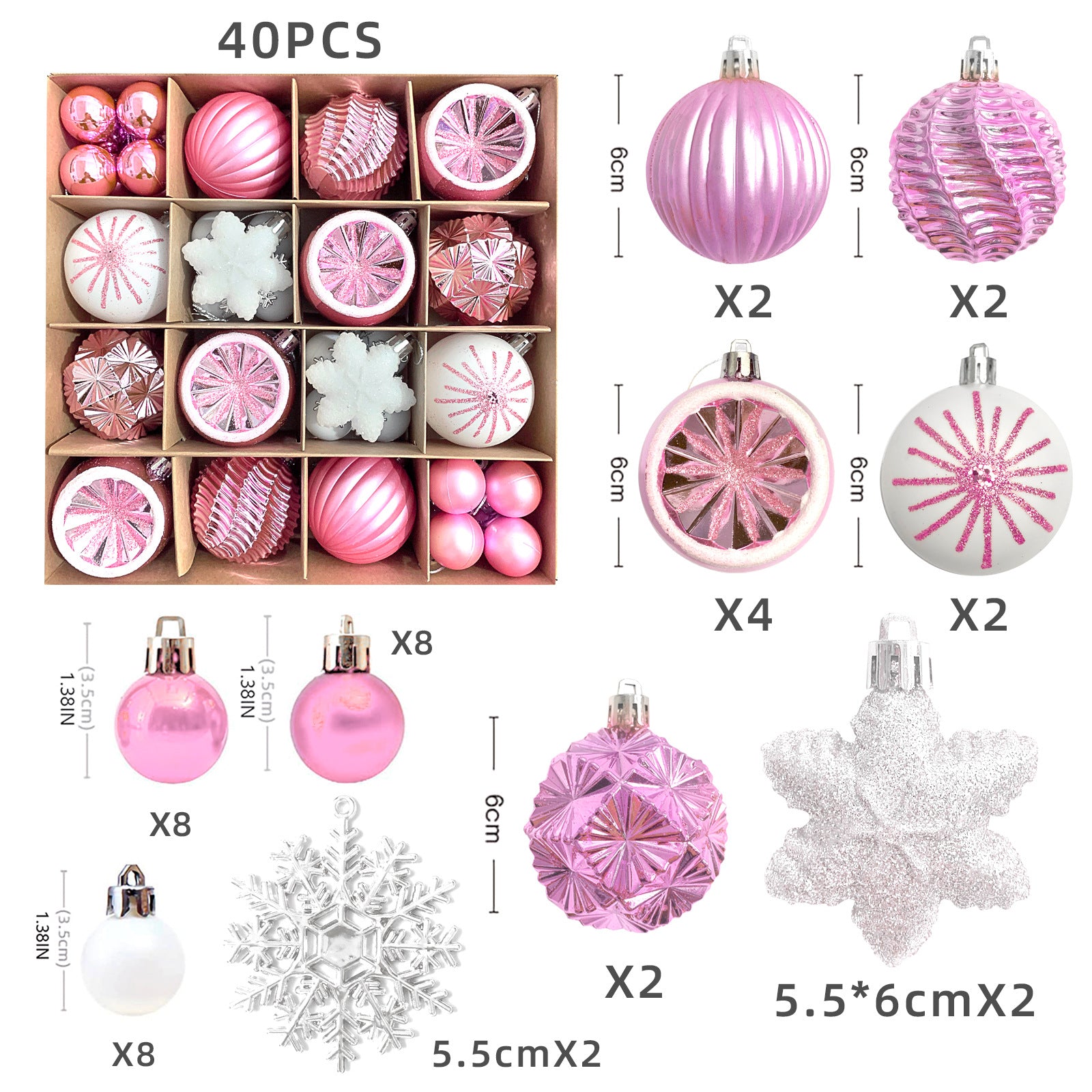 Christmas decoration 6cm electroplated ball plastic ball special-shaped painted Christmas ball gift Christmas tree pendant