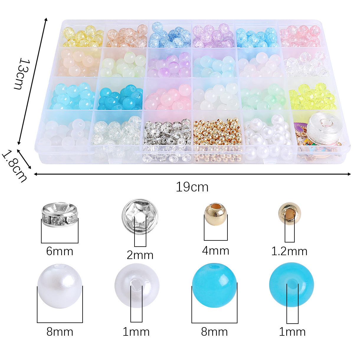 Glass Jelly Double Crystal Round Beads Material Package Handmade Diy Bracelet Accessories Set Box String Beads Materials