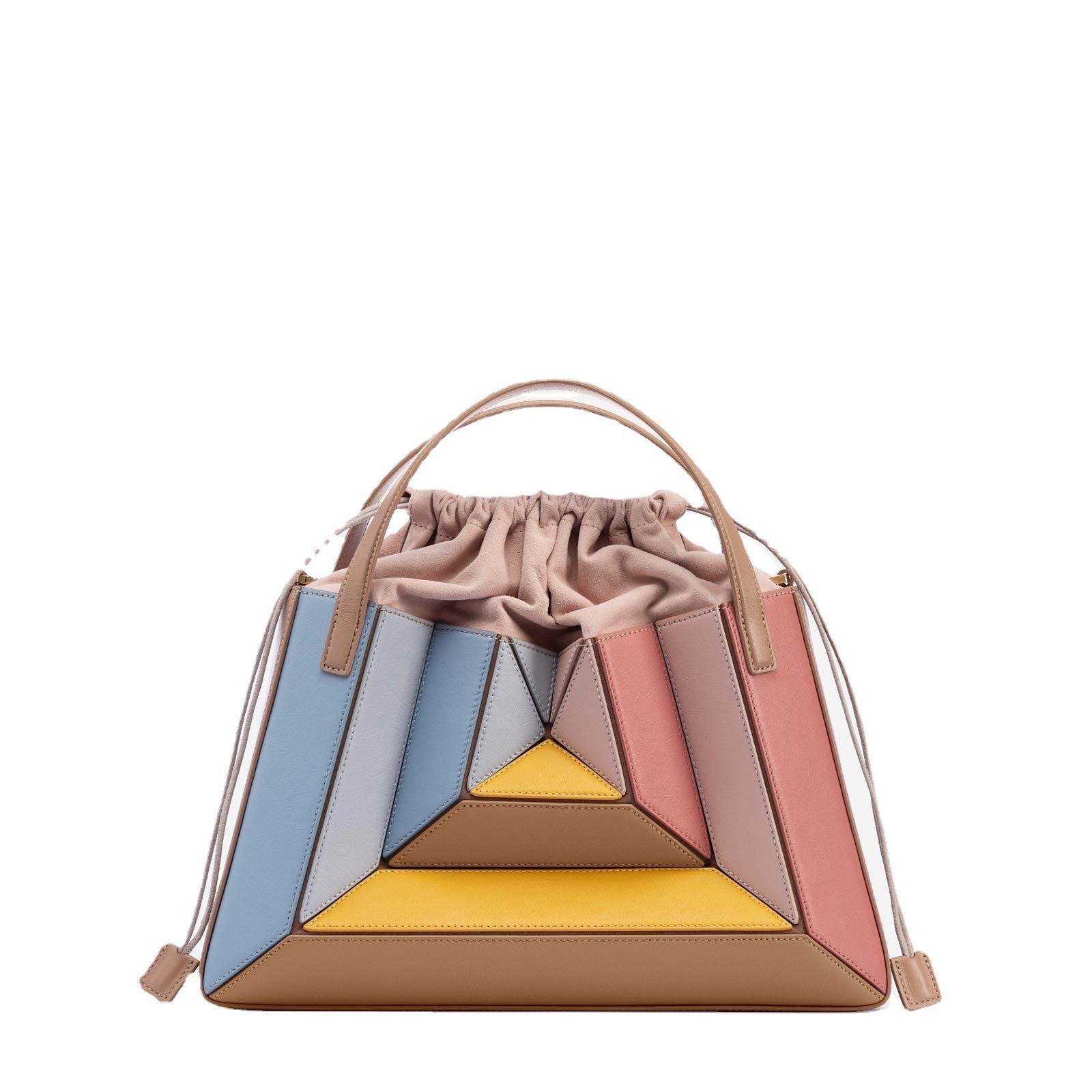 Contrast color stitching handbag niche design underarm women's bag drawstring diagonal cross bag