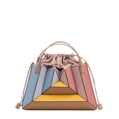 Contrast color stitching handbag niche design underarm women's bag drawstring diagonal cross bag