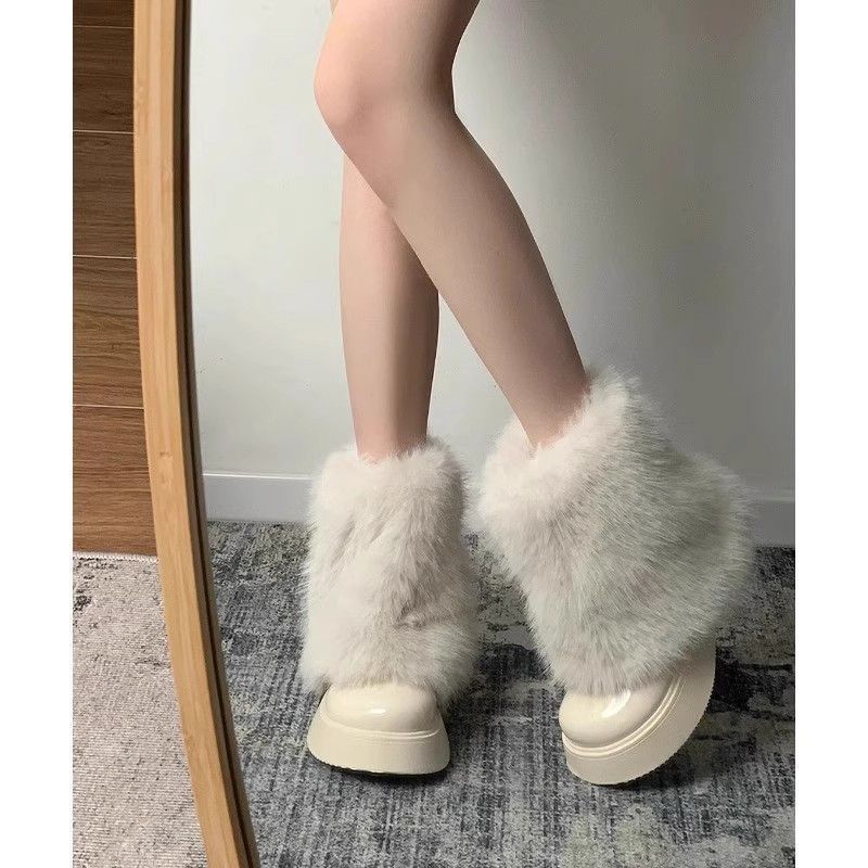 Snow Boots Winter Fleece-lined Thermal Furry Shoes