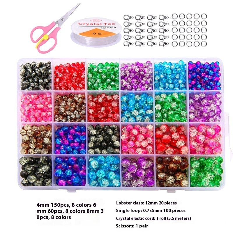 Glass Jelly Double Crystal Round Beads Material Package Handmade Diy Bracelet Accessories Set Box String Beads Materials