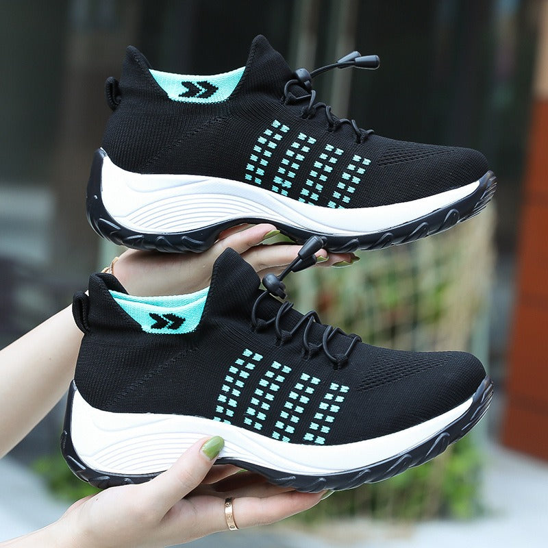 New Large Size High Elastic Fly Woven Breathable Shoes Fashion Light Socks Women's Sports Shoes - Fashionner