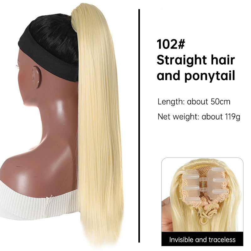 Grab clip ponytail wig female straight hair ponytail mini small grab clip ponytail long straight hair chemical fiber wig high ponytail - Fashionner