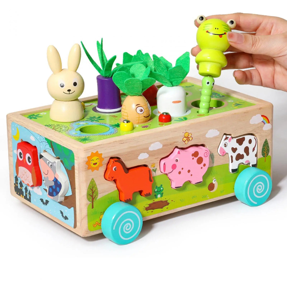 Montessori Toys Developmental Toy Carrot Harvest Game Wooden Toy Preschool Learning for Holiday Gift Ages 3 4 5 Years Old Kids